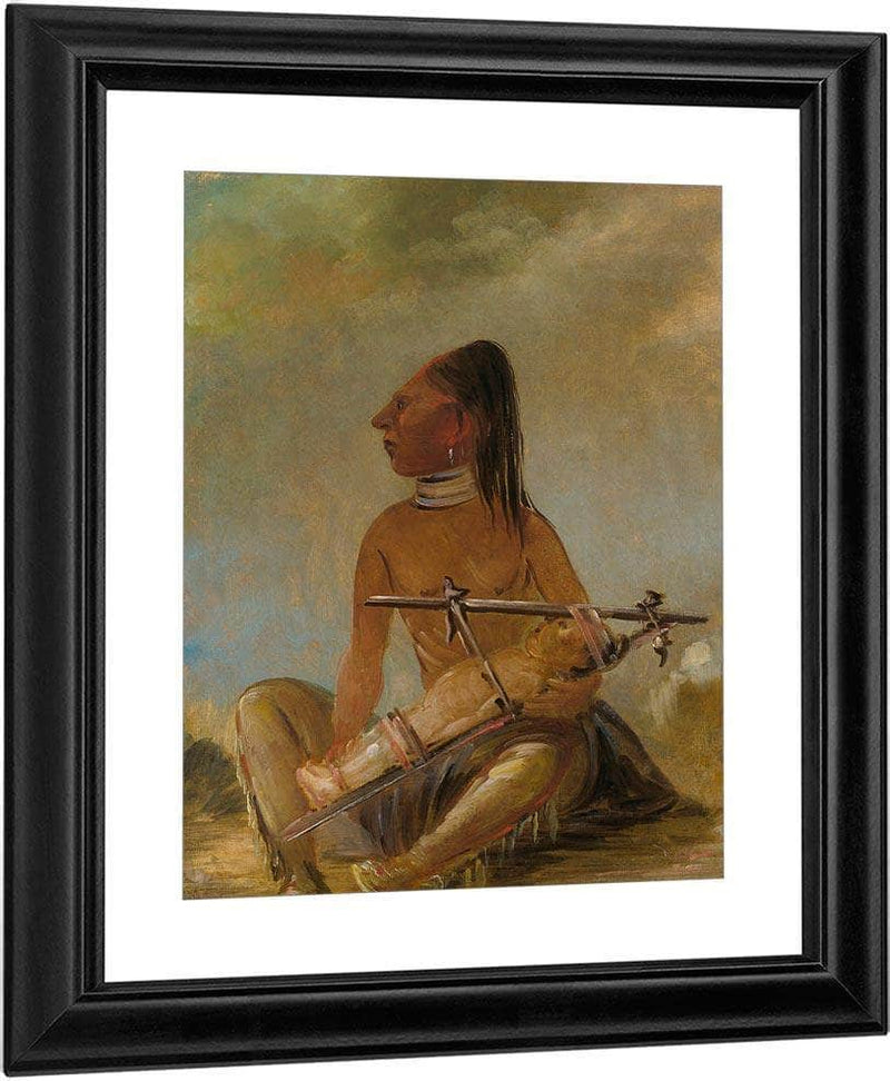 Woman And Child, Showing How The Heads Of Children Are Flattened By George Catlin Fine Art Print