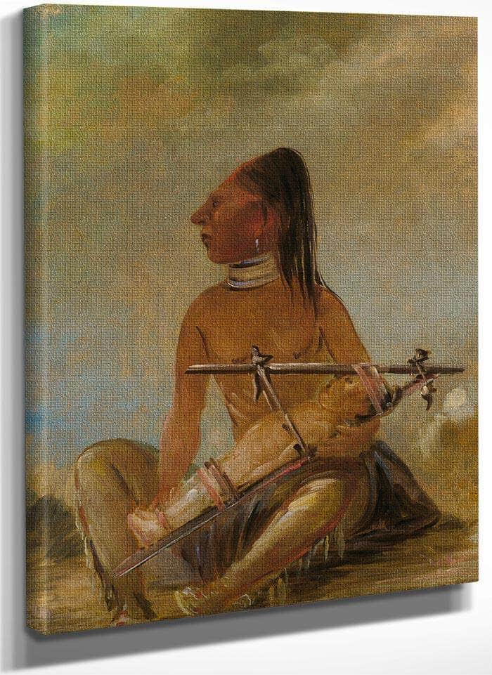 Woman And Child, Showing How The Heads Of Children Are Flattened By George Catlin Fine Art Print