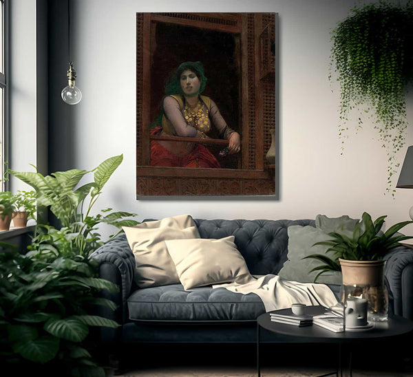 Woman At A Balcony By Jean Leon Gerome Ferris Fine Art Print