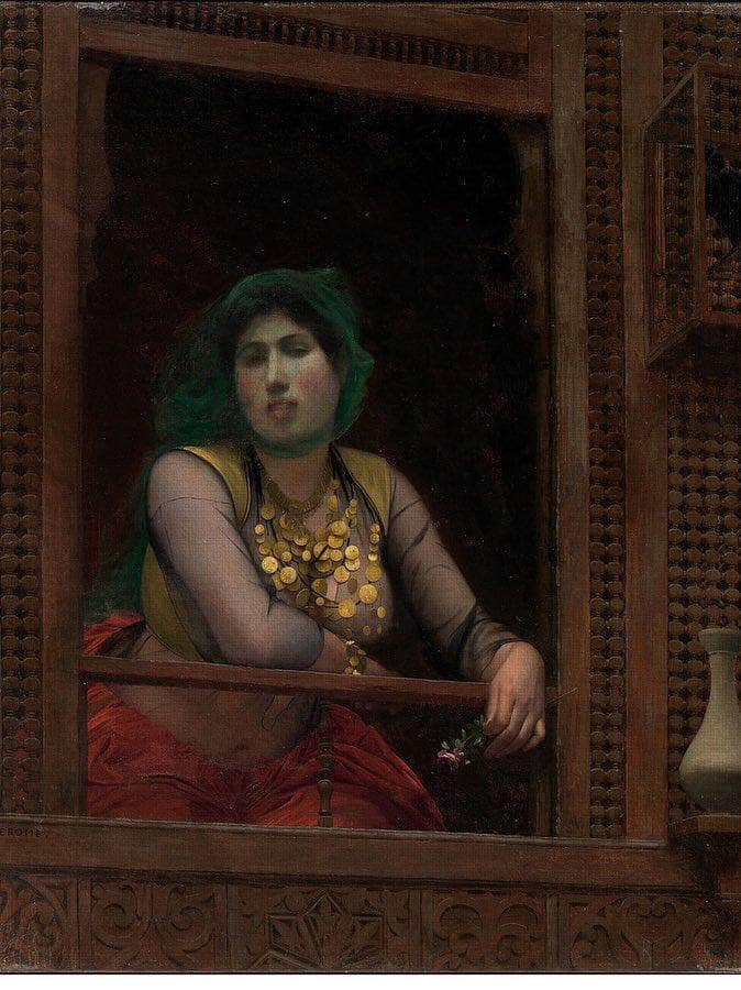 Woman At A Balcony By Jean Leon Gerome Ferris Fine Art Print