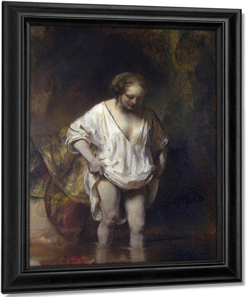 Woman Bathing In A Stream By Rembrandt Fine Art Print