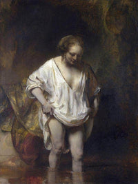 Woman Bathing In A Stream By Rembrandt Fine Art Print