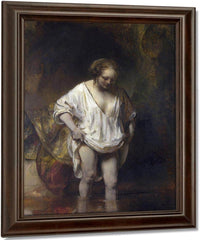 Woman Bathing In A Stream By Rembrandt Fine Art Print
