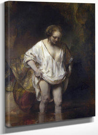 Woman Bathing In A Stream By Rembrandt Fine Art Print