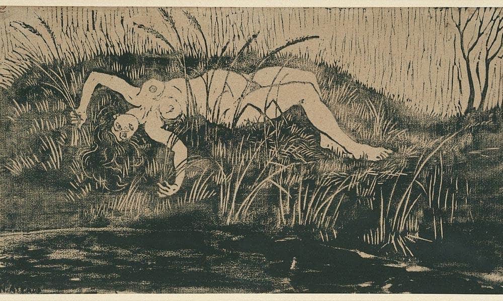 Woman Between Water And Vegetation By Nicolai Astrup Fine Art Print