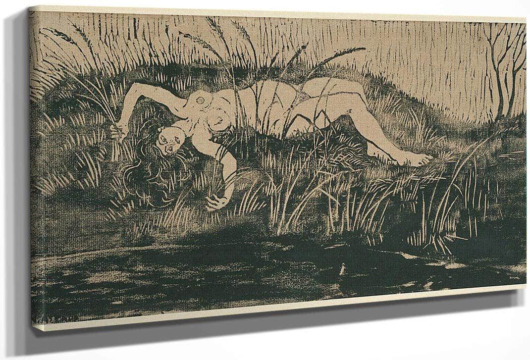 Woman Between Water And Vegetation By Nicolai Astrup Fine Art Print