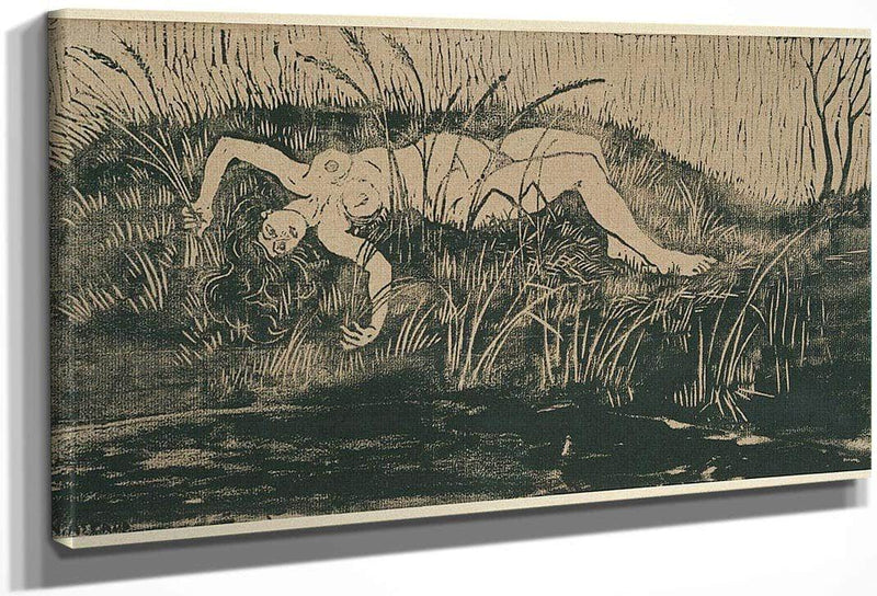 Woman Between Water And Vegetation By Nicolai Astrup Fine Art Print