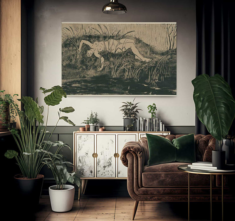 Woman Between Water And Vegetation By Nicolai Astrup Fine Art Print