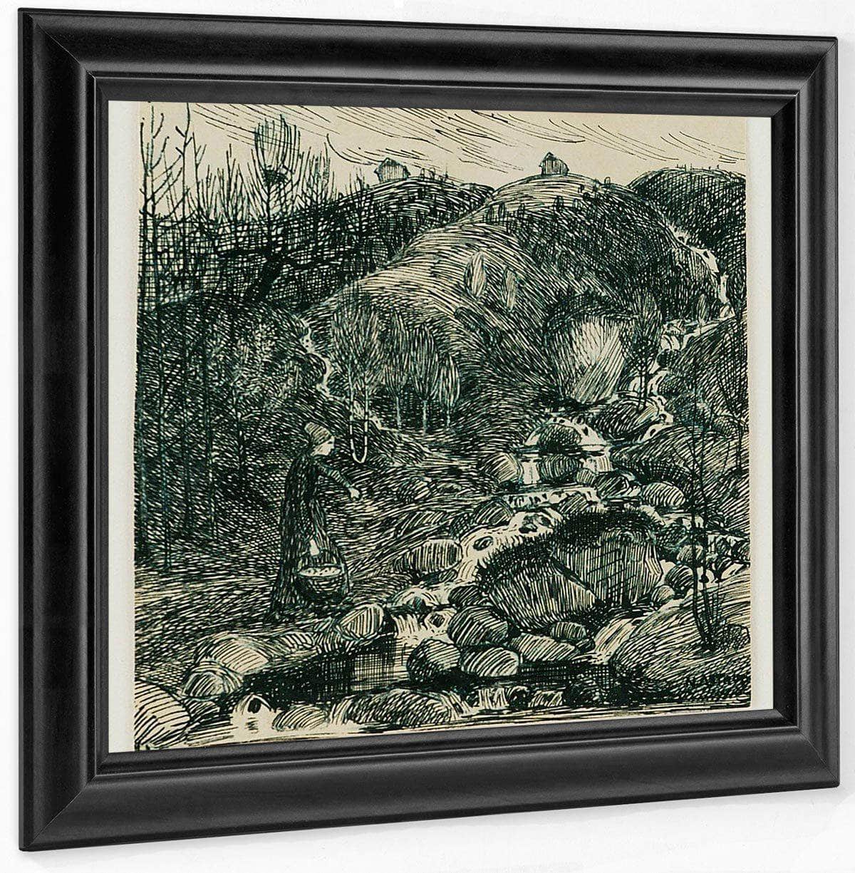 Woman By A Stream By Nicolai Astrup Fine Art Print