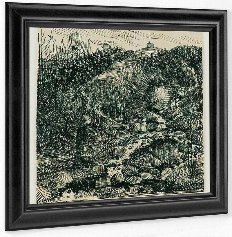 Woman By A Stream By Nicolai Astrup Fine Art Print