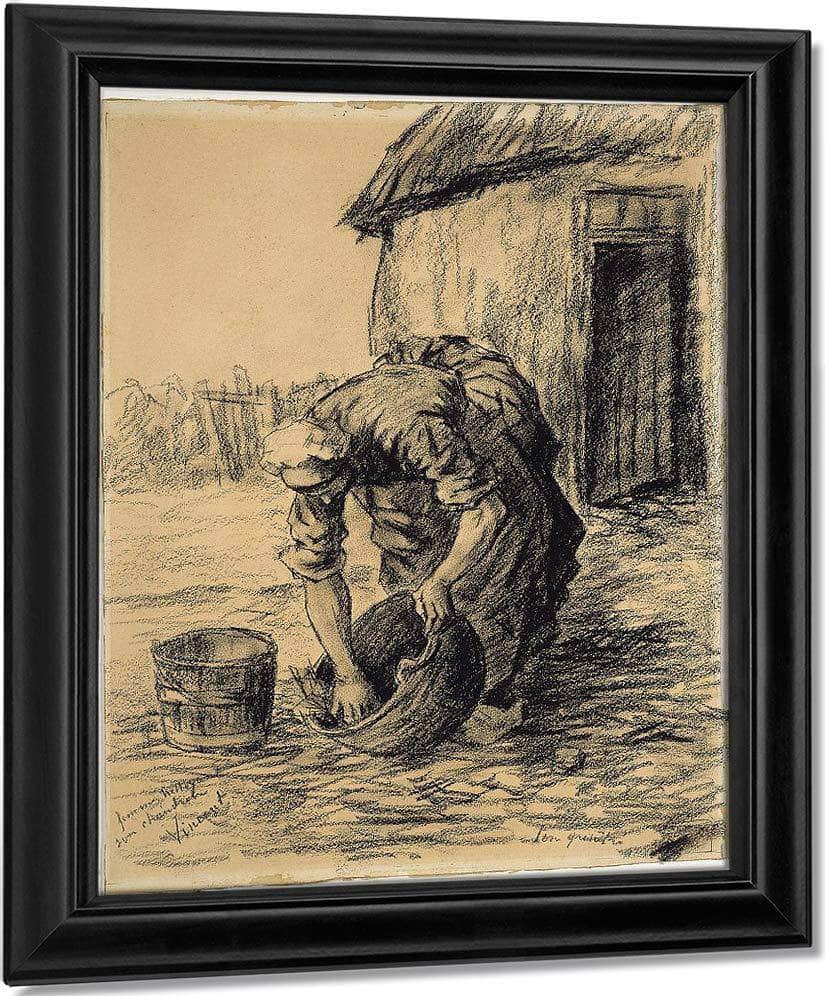 Woman Cleaning A Cauldron By Vincent Van Gogh Fine Art Print