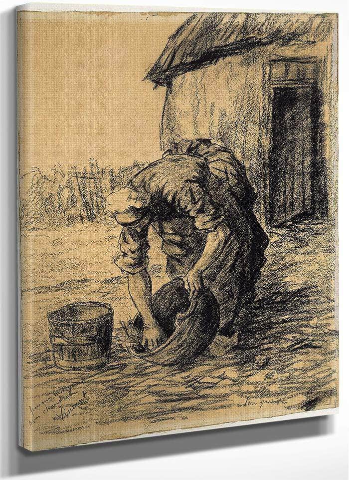 Woman Cleaning A Cauldron By Vincent Van Gogh Fine Art Print