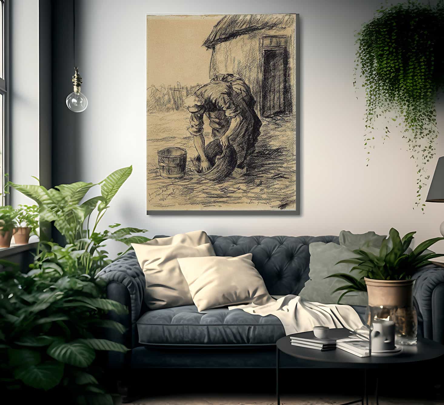 Woman Cleaning A Cauldron By Vincent Van Gogh Fine Art Print