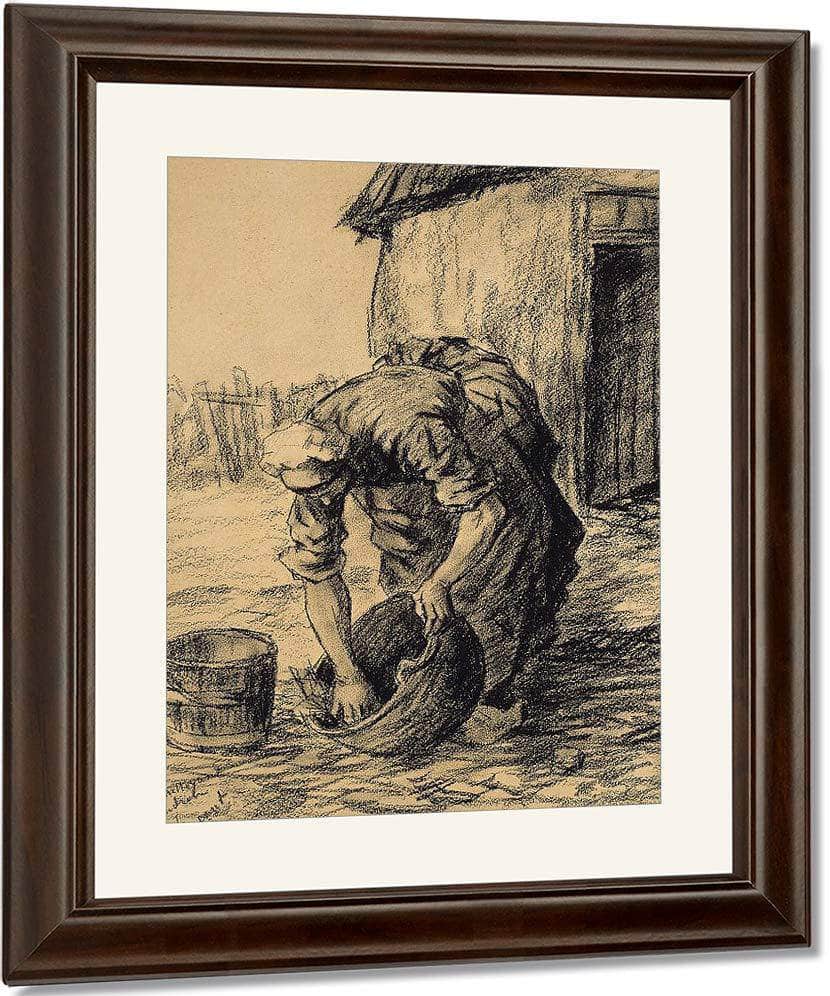 Woman Cleaning A Cauldron By Vincent Van Gogh Fine Art Print