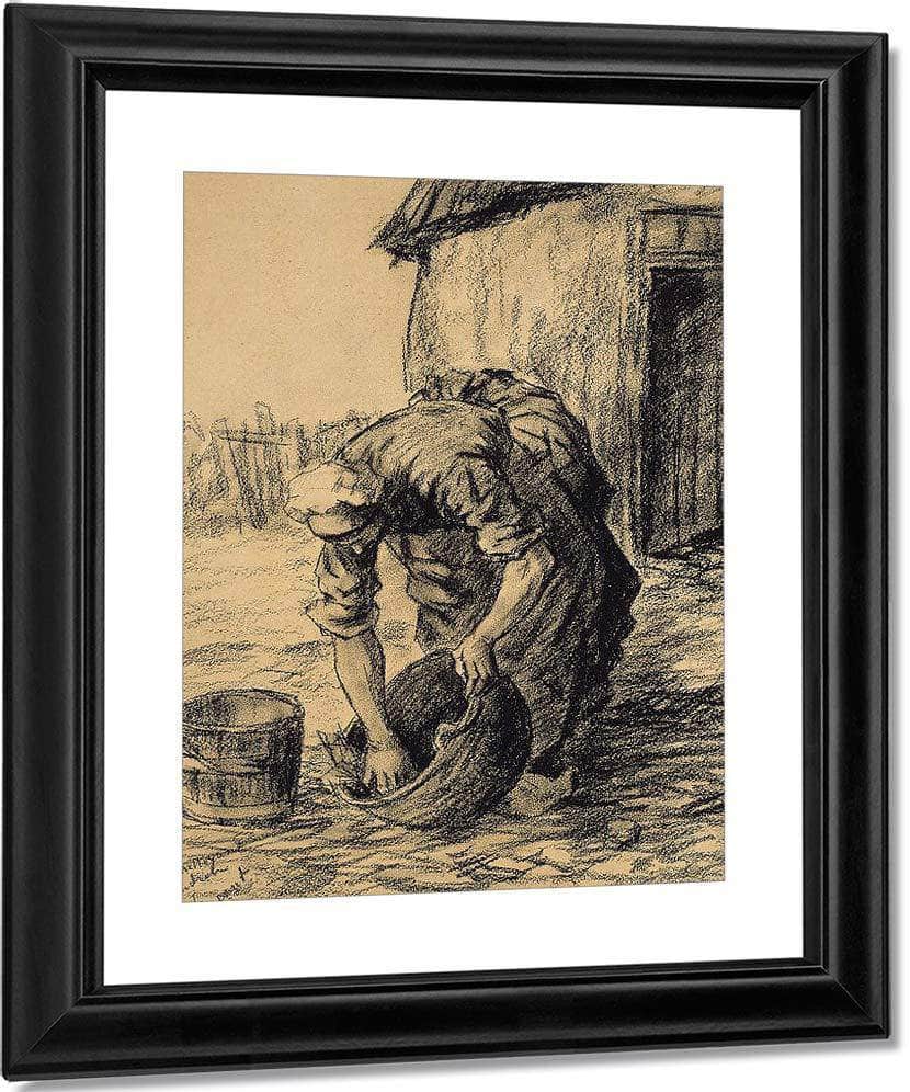 Woman Cleaning A Cauldron By Vincent Van Gogh Fine Art Print