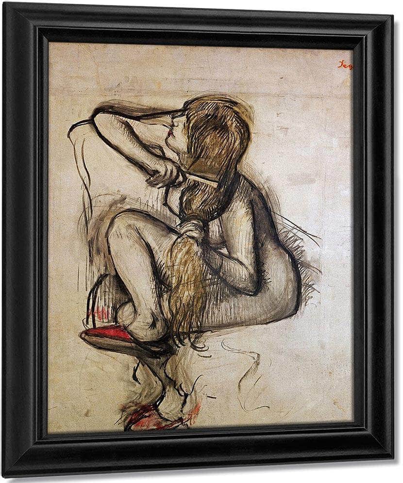Woman Combing Her Hair By Edgar Degas Fine Art Print