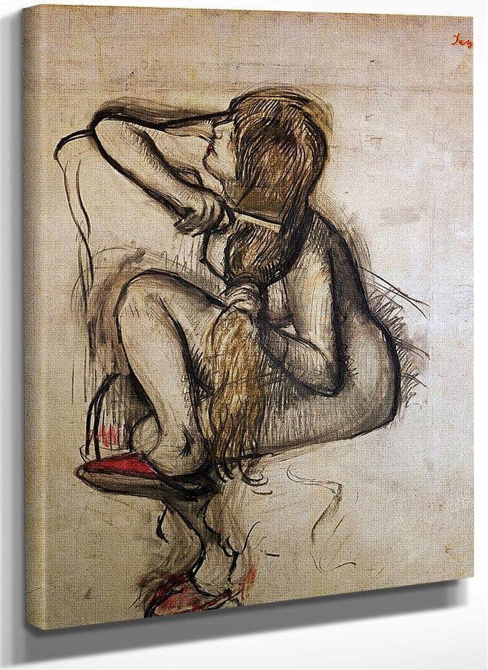 Woman Combing Her Hair By Edgar Degas Fine Art Print