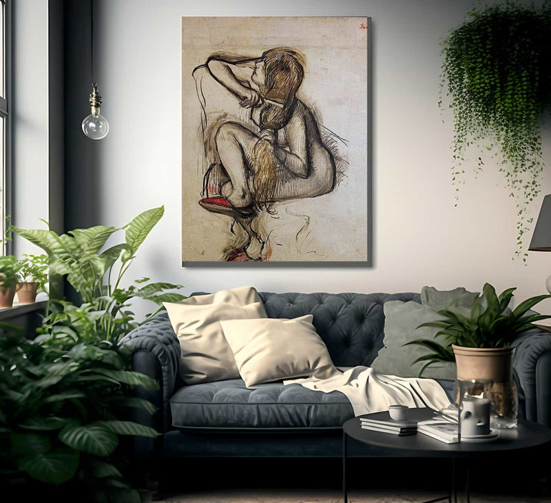 Woman Combing Her Hair By Edgar Degas Fine Art Print