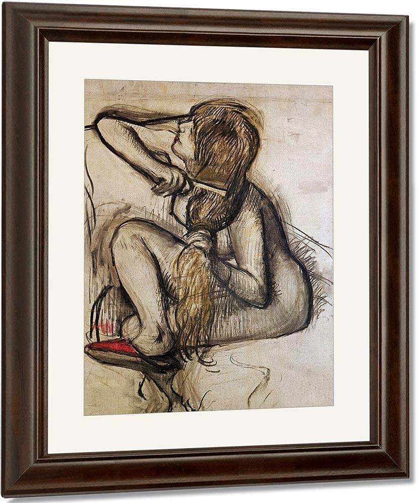Woman Combing Her Hair By Edgar Degas Fine Art Print