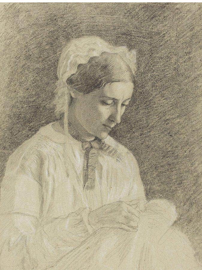 Woman Embroidering By Edgar Degas Fine Art Print