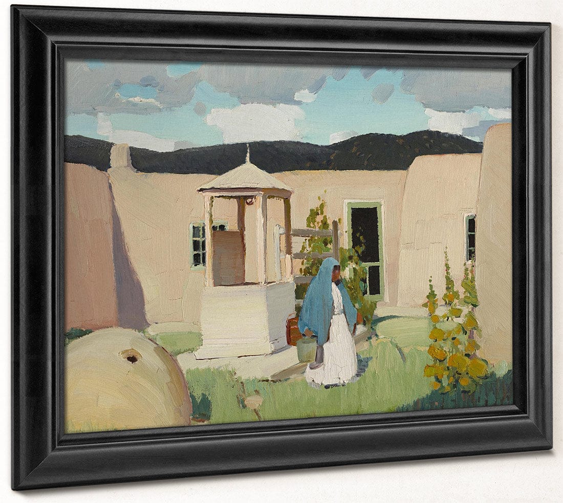 Woman Gathering Water In The Placita By Walter Ufer Fine Art Print