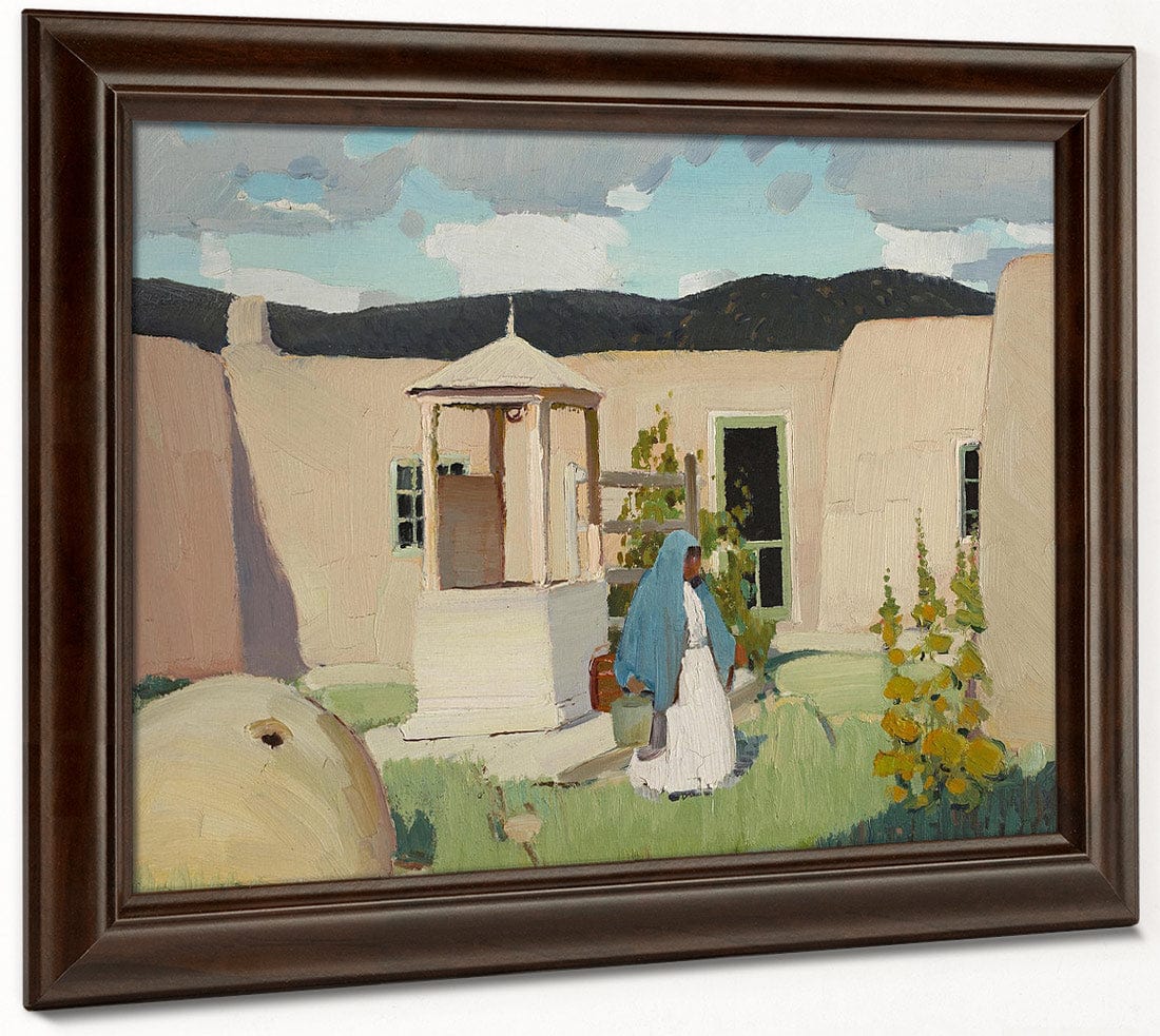 Woman Gathering Water In The Placita By Walter Ufer Fine Art Print