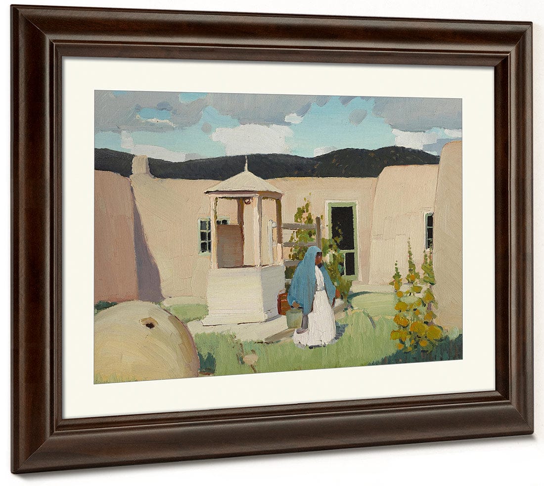 Woman Gathering Water In The Placita By Walter Ufer Fine Art Print