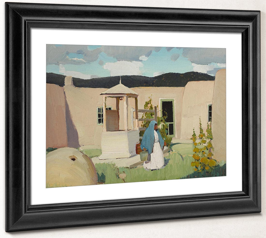 Woman Gathering Water In The Placita By Walter Ufer Fine Art Print