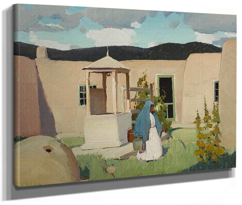 Woman Gathering Water In The Placita By Walter Ufer Fine Art Print