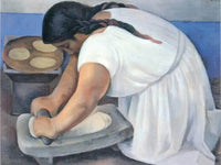 Woman Grinding Maize By Diego Rivera Fine Art Print