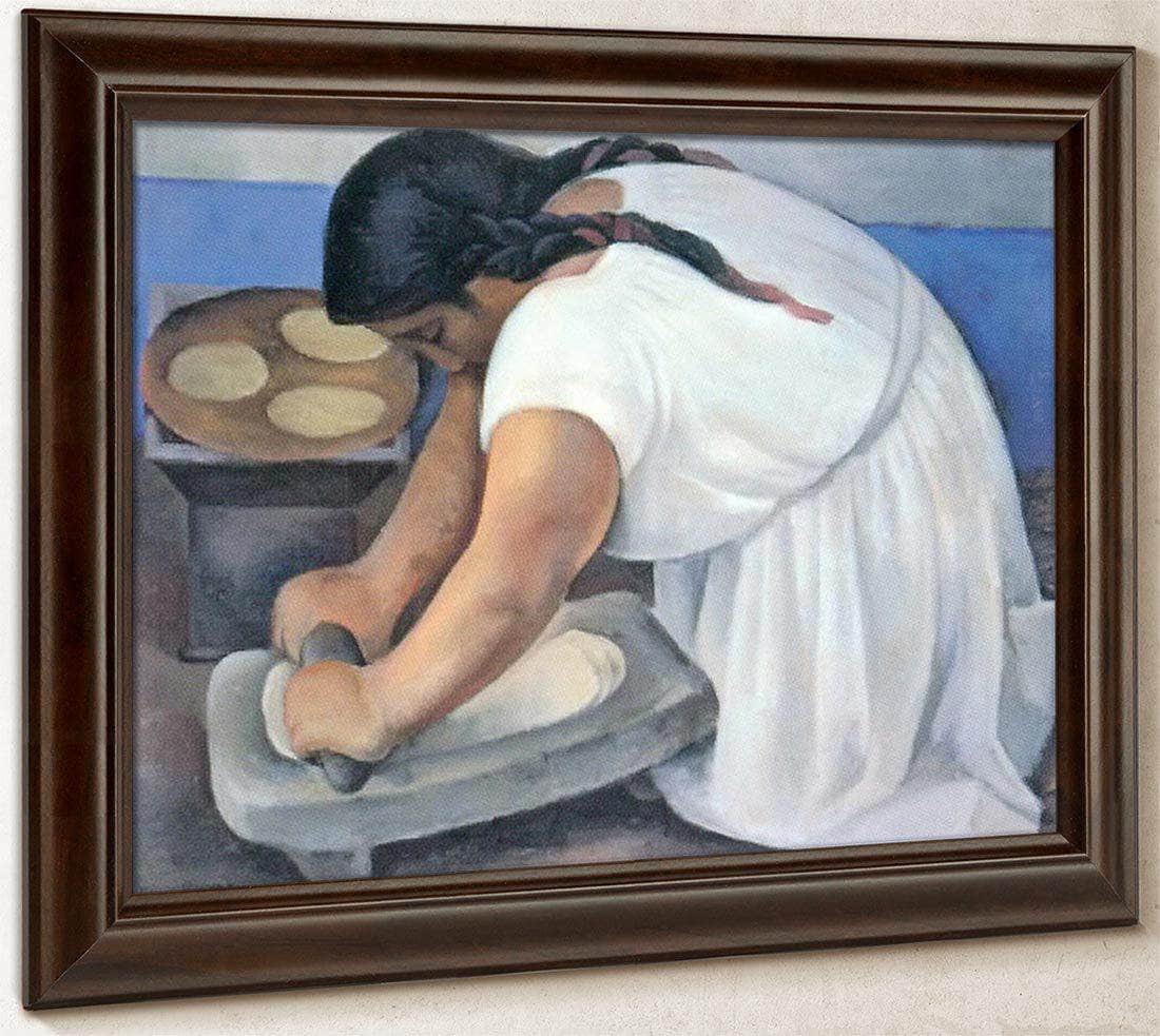 Woman Grinding Maize By Diego Rivera Fine Art Print