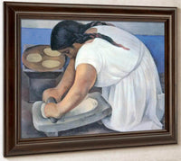 Woman Grinding Maize By Diego Rivera Fine Art Print