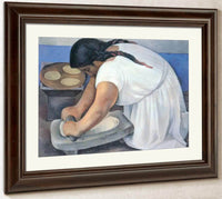 Woman Grinding Maize By Diego Rivera Fine Art Print