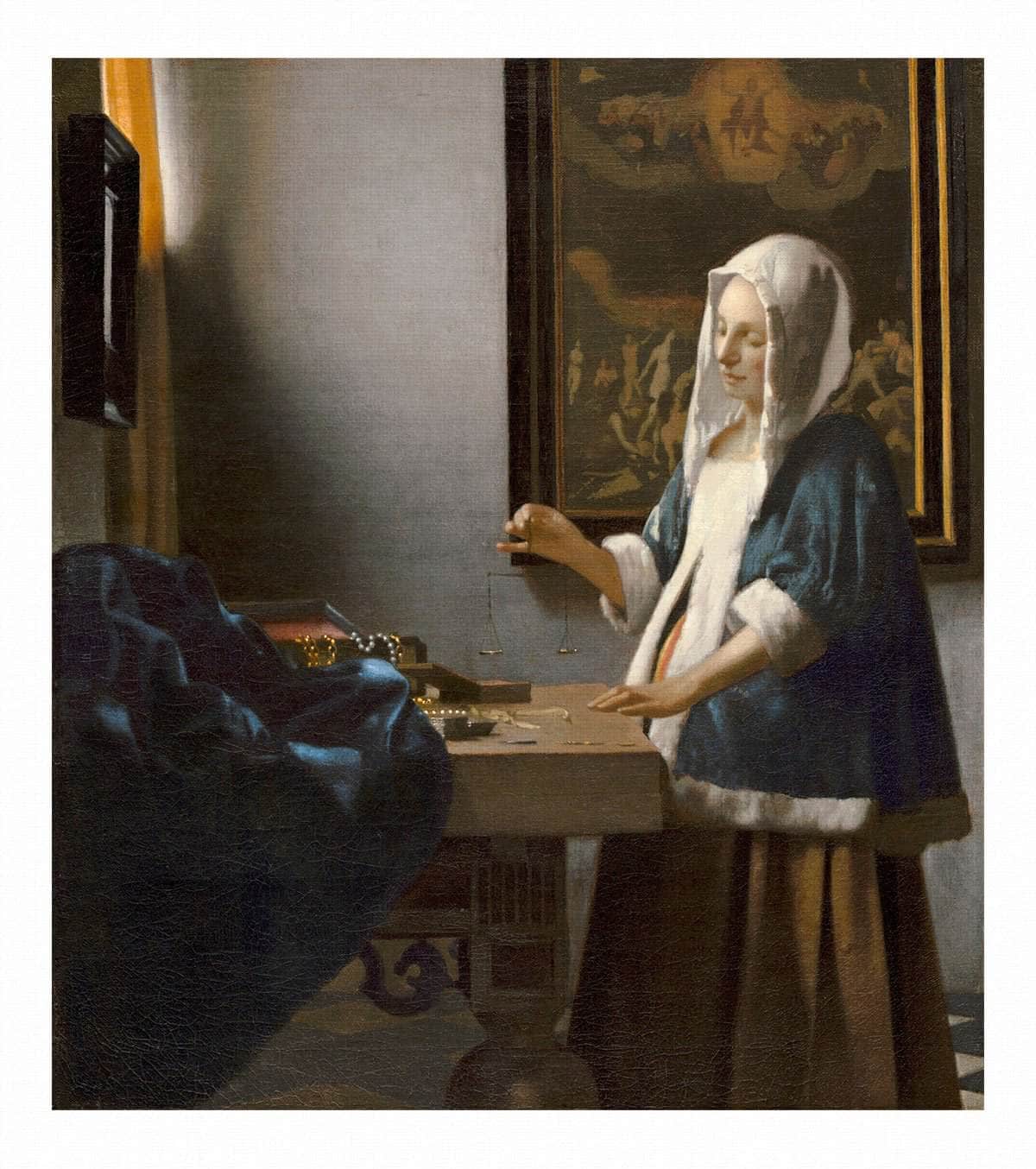 Woman Holding A Balance by Johannes Vermeer Fine Art Print