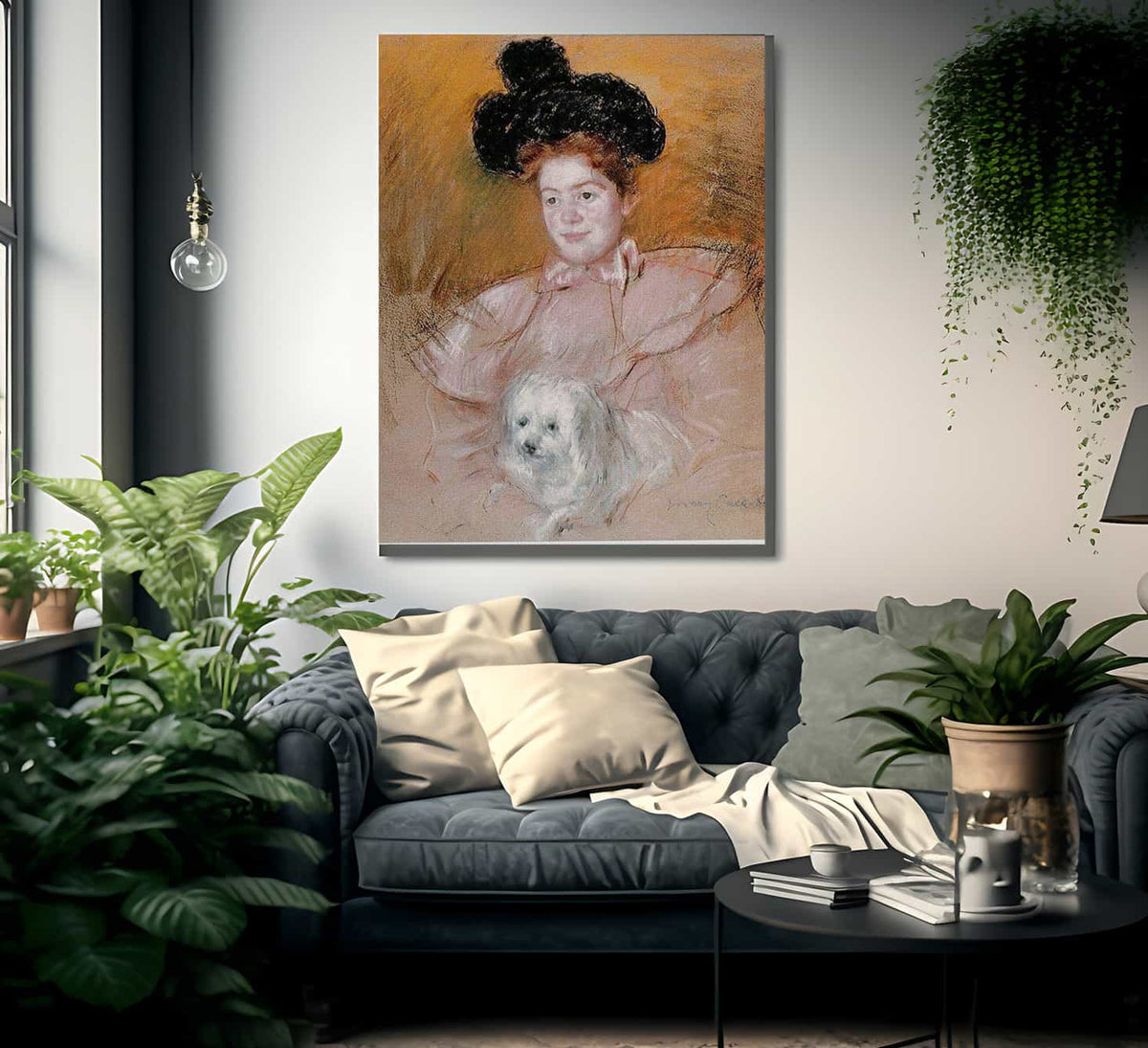 Woman Holding A Dog By Mary Cassatt Fine Art Print