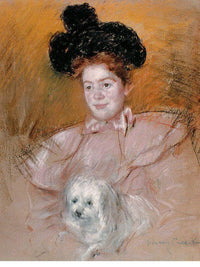 Woman Holding A Dog By Mary Cassatt Fine Art Print