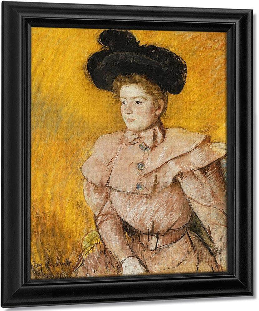 Woman In A Black Hat And A Raspberry Pink Costume By Mary Cassatt Fine Art Print