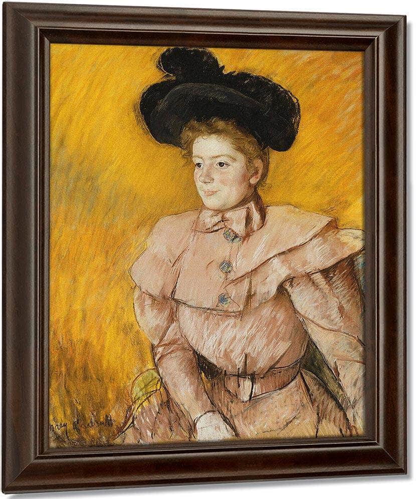 Woman In A Black Hat And A Raspberry Pink Costume By Mary Cassatt Fine Art Print