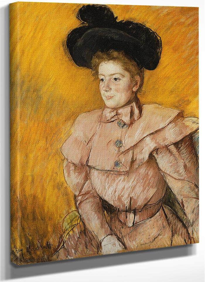 Woman In A Black Hat And A Raspberry Pink Costume By Mary Cassatt Fine Art Print