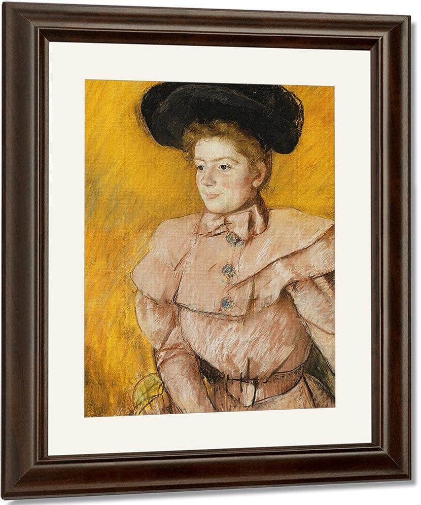 Woman In A Black Hat And A Raspberry Pink Costume By Mary Cassatt Fine Art Print