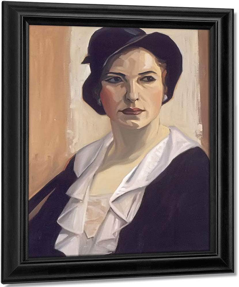 Woman In A Black Hat By Frank Carmichael Fine Art Print