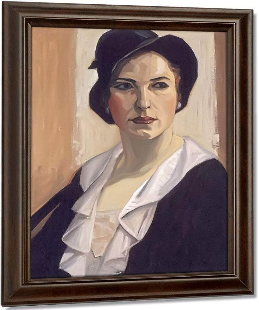 Woman In A Black Hat By Frank Carmichael Fine Art Print