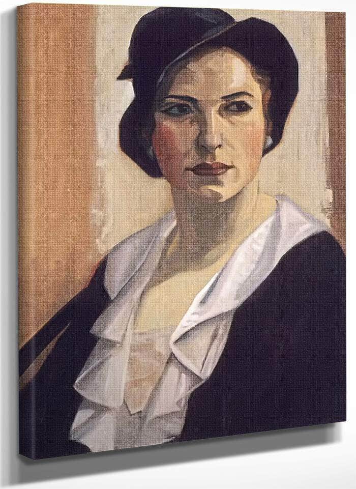 Woman In A Black Hat By Frank Carmichael Fine Art Print