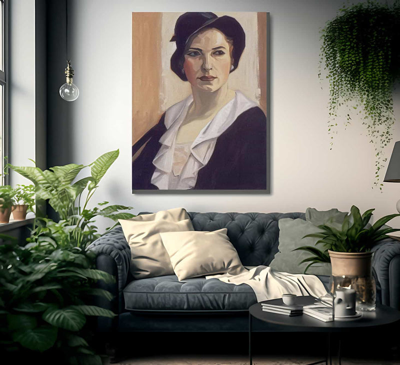 Woman In A Black Hat By Frank Carmichael Fine Art Print