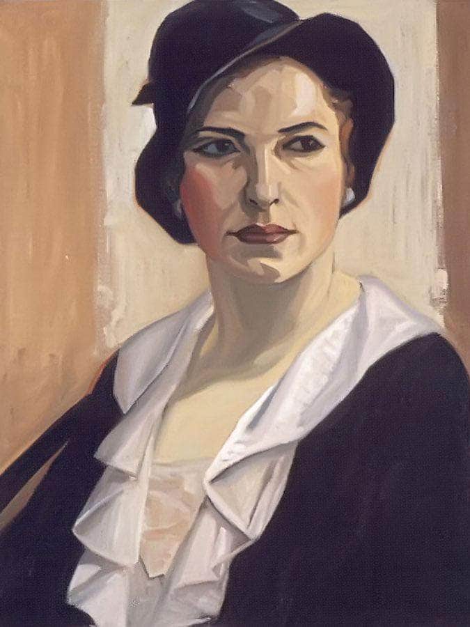 Woman In A Black Hat By Frank Carmichael Fine Art Print