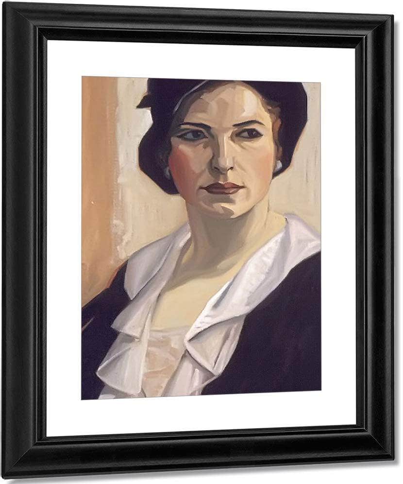 Woman In A Black Hat By Frank Carmichael Fine Art Print