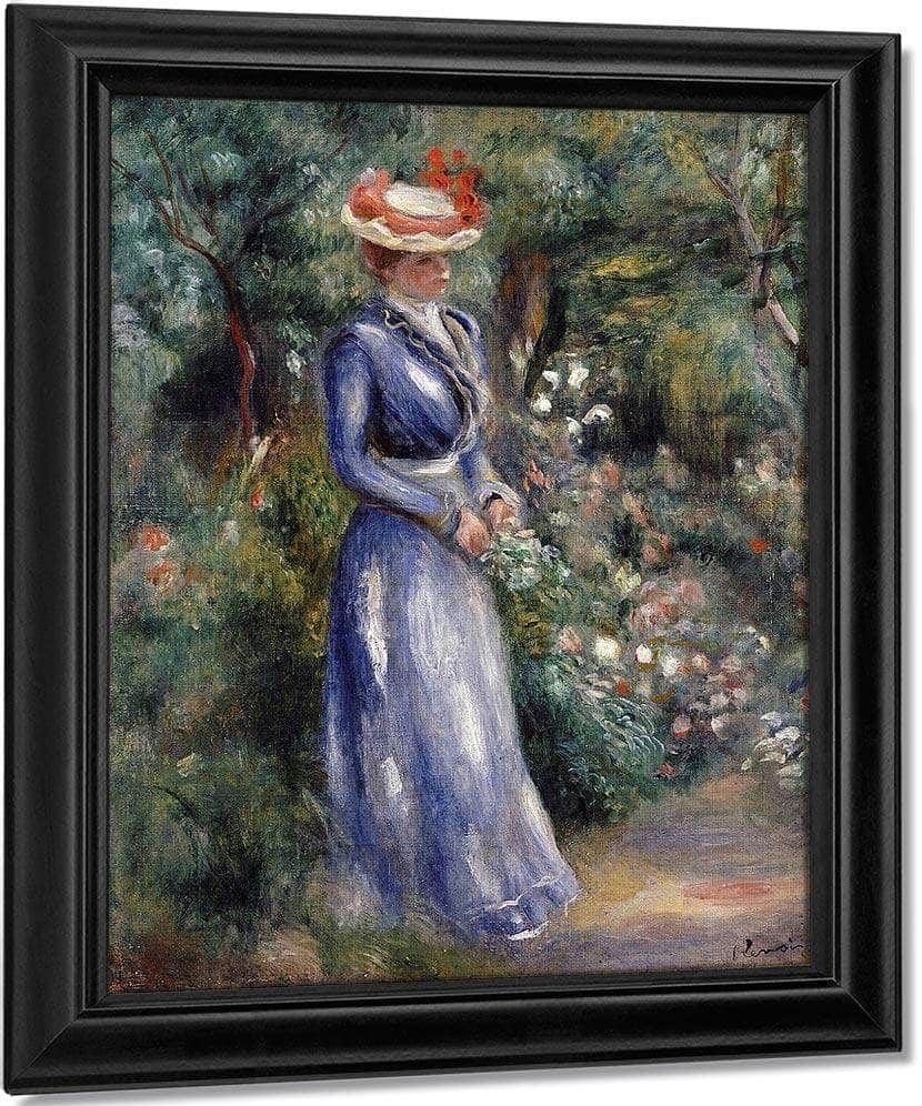 Woman In A Blue Dress By Pierre Auguste Renoir Fine Art Print