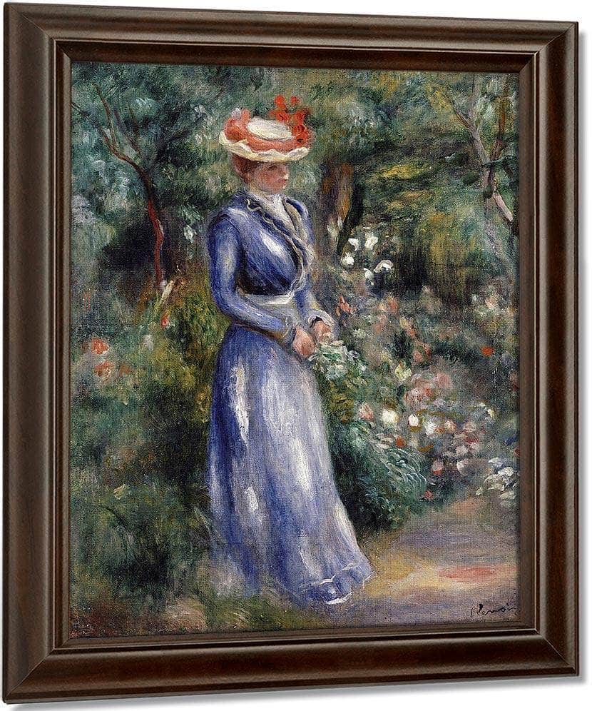 Woman In A Blue Dress By Pierre Auguste Renoir Fine Art Print