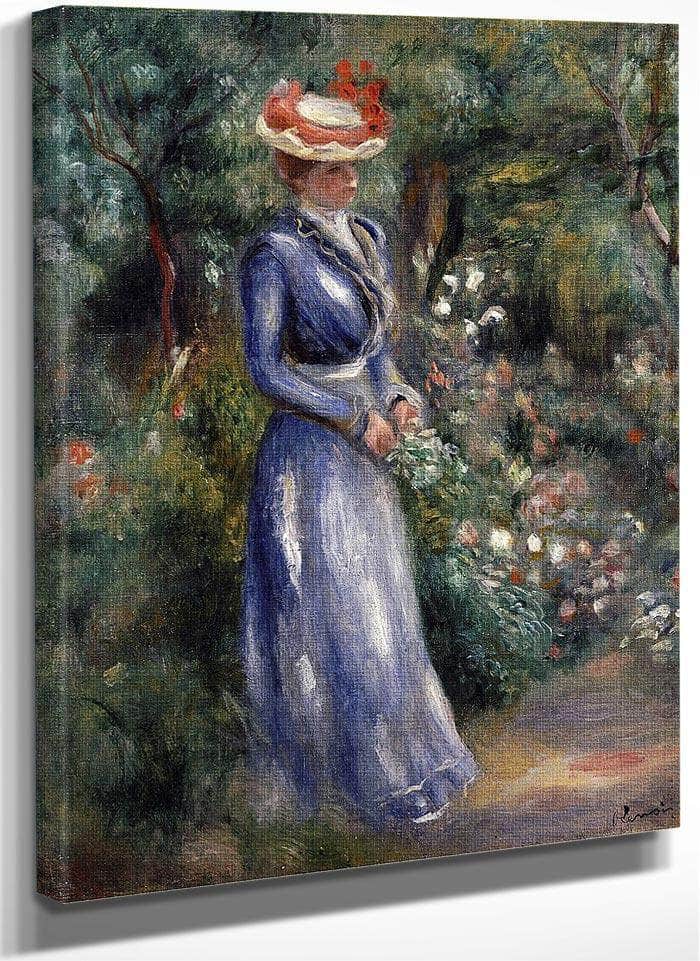 Woman In A Blue Dress By Pierre Auguste Renoir Fine Art Print