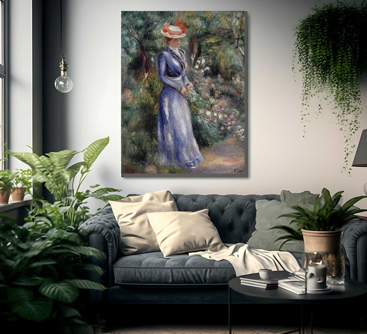 Woman In A Blue Dress By Pierre Auguste Renoir Fine Art Print